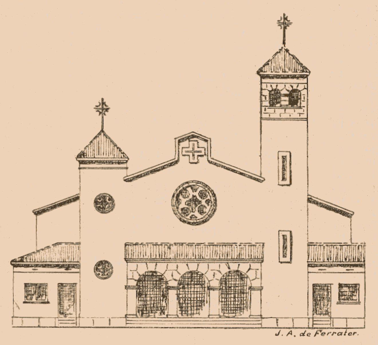 Dibujo de la Futura Iglesia de Sant Adri, inaugurada el 8 Septiembre de 1949